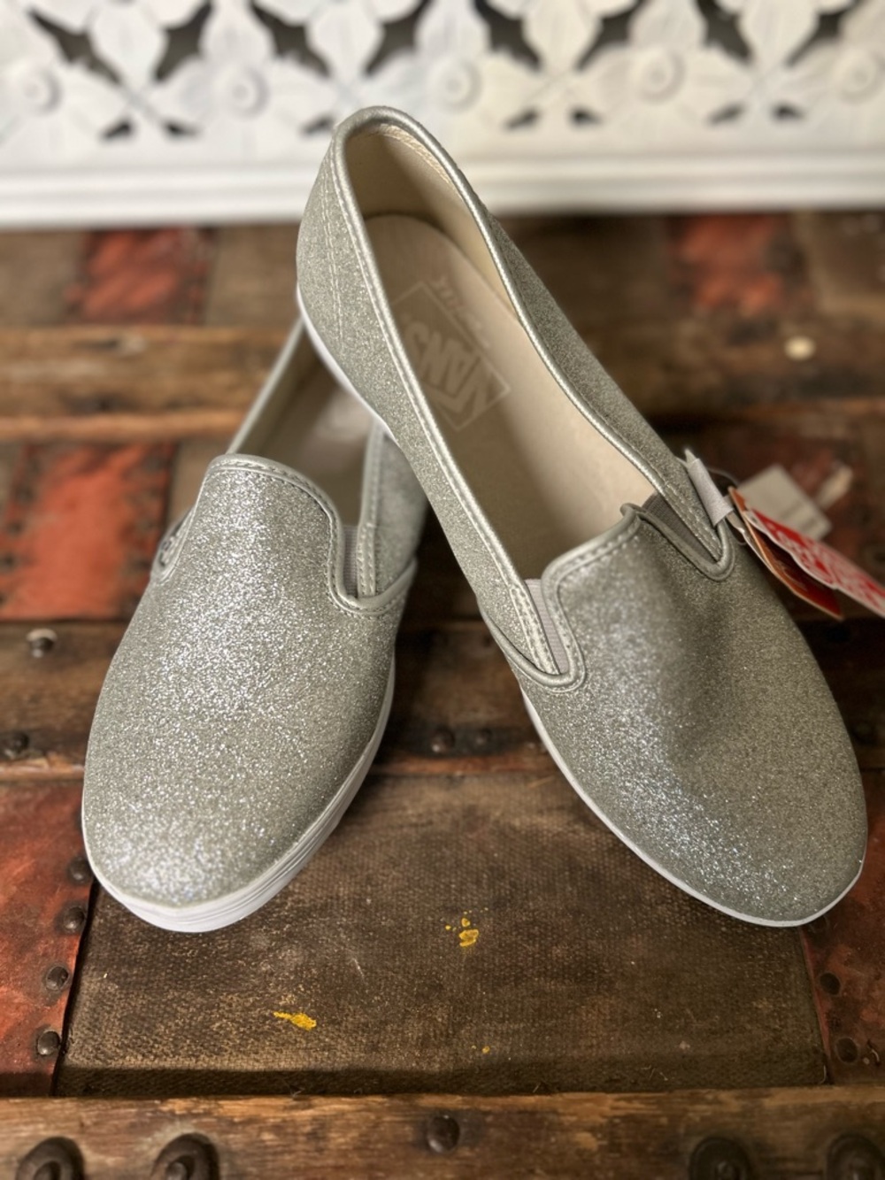 Vans Silver Glitter Slip-On Women's Sneakers